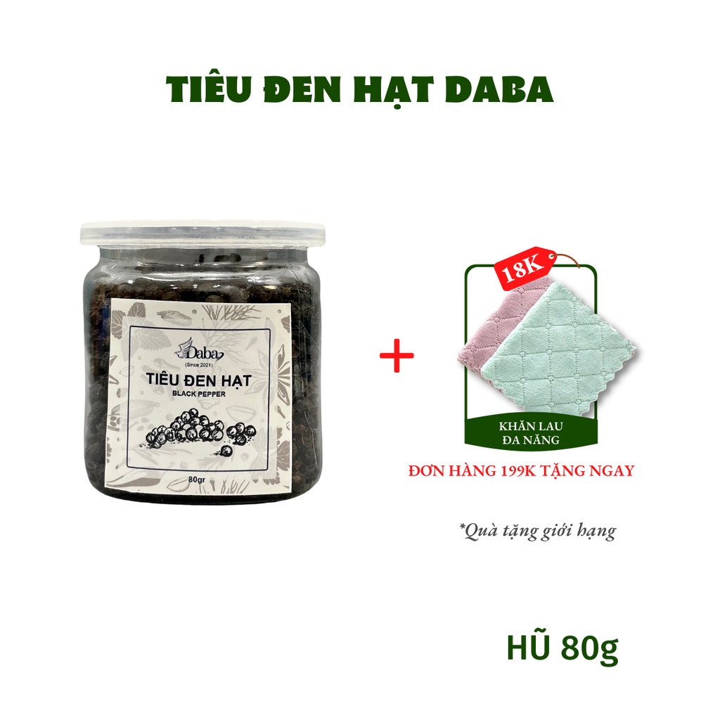 Tiêu đen hạt nguyên chất Daba, bột gia vị ướp thịt, cá gia vị nấu ăn cắm trại dã ngoại