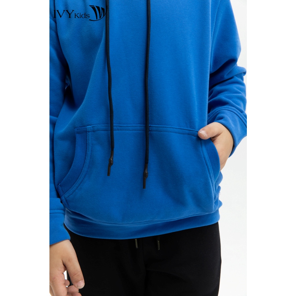 Áo hoodie trơn bé trai IVY moda MS 59K1185