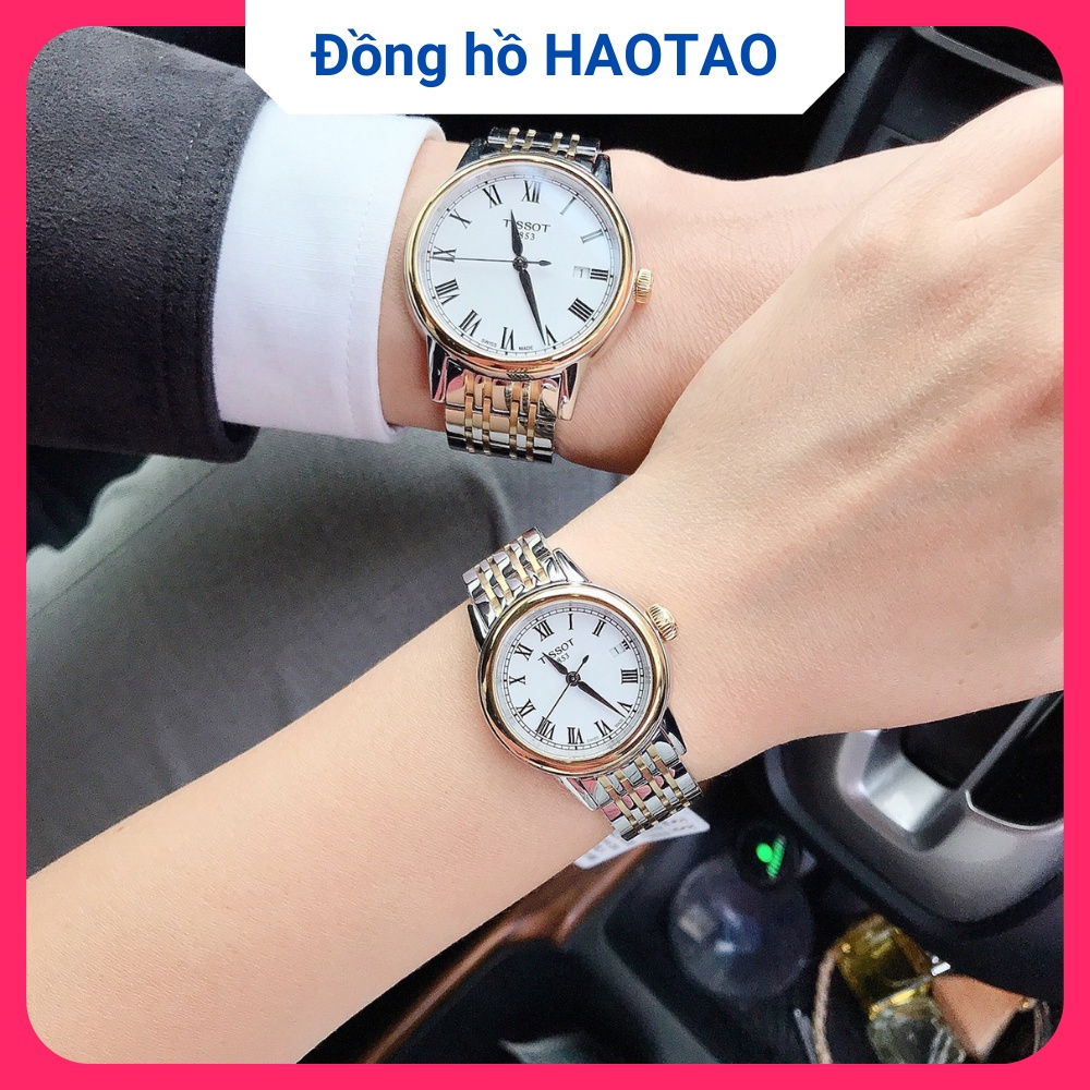 Đồng hồ đôi nam nữ đeo tay cặp chính hãng Tissot dây kim loại mặt tròn HAOTAO TS01
