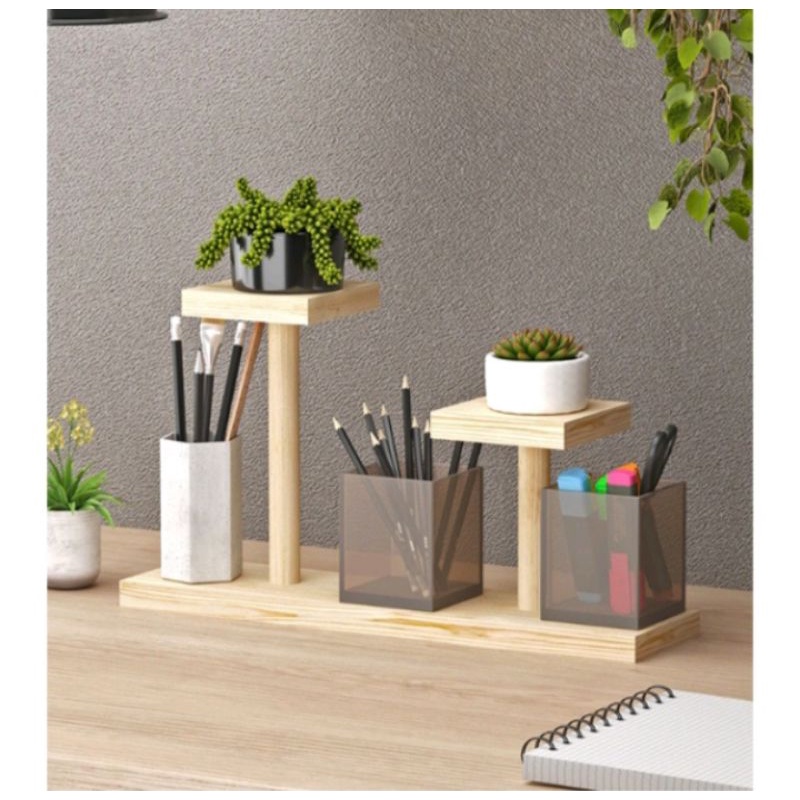 Kệ giá gỗ thông để đồ trang trí bàn làm việc,bàn học văn phòng