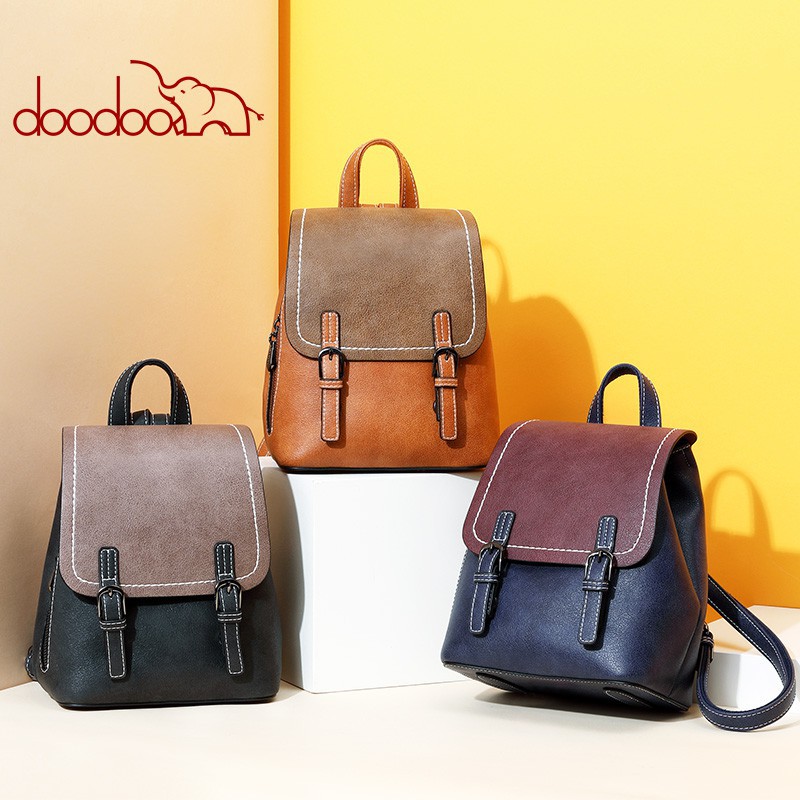 Balo Da Nữ Hàng Hiệu DooDoo, Balo Nữ Thời Trang HÀNG HIỆU DooDoo D8011HD Giảm Giá