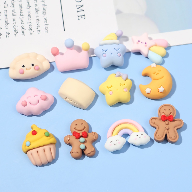 Bộ 10 miếng resin dán trang trí điện thoại hình đám mây/cầu vồng đáng yêu