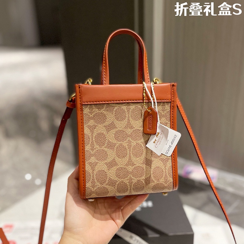 XT9E (with Box) Coach Mini CASHIN Tote Bag In Classic Signature Canvas2022