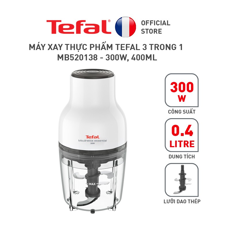 [Mã ELTEFALWL5 giảm 10% đơn 500K] Máy xay thực phẩm Tefal 3 trong 1 MB520138 - 300W, 400mL