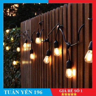 Dây đèn kín nước ngoài trời trang trí dây tròn lớn 5m 10 đuôi, 10m 20 đuôi, ,10m 15 đuôi. 15m 30đuôi đui e27 ( không b