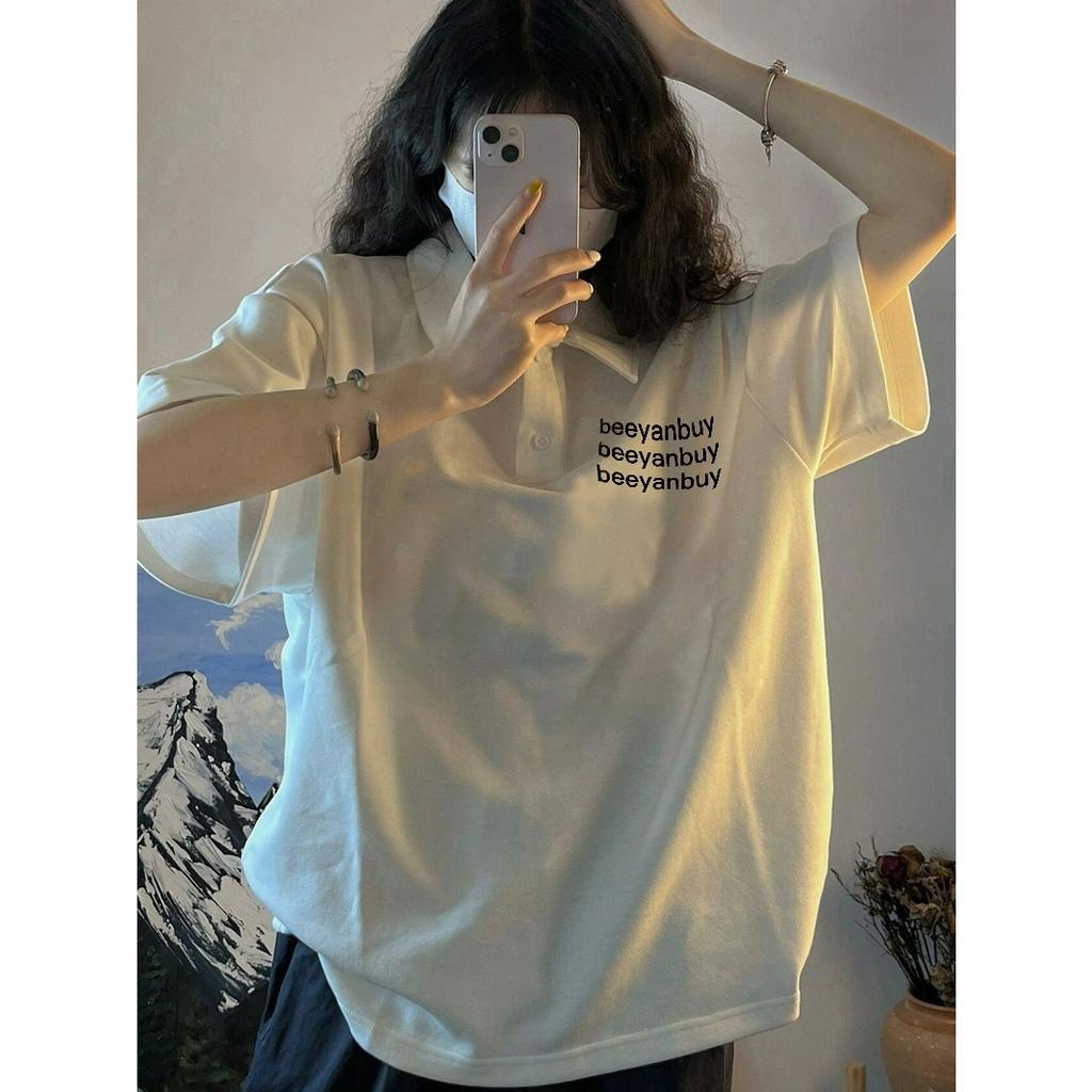 Ethelgirl Áo Thun unisex Dáng Rộng Tay Ngắn In Họa Tiết Thời Trang Hàn Quốc