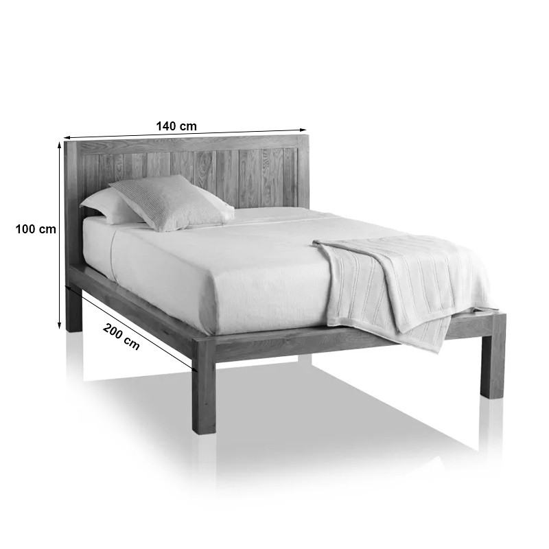 Giường ngủ gỗ sồi IBIE Alto màu tự nhiên tùy chọn kích thước