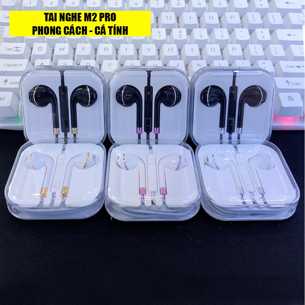 Tai nghe có dây nhét tai M2 Pro giắc 3,5mm, tai phone in ear dùng được iphone 6/6s/6Plus, Samsung oppo xiaomi android