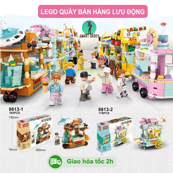 Đồ chơi lego mô hình quầy bán hàng lưu động cho bé