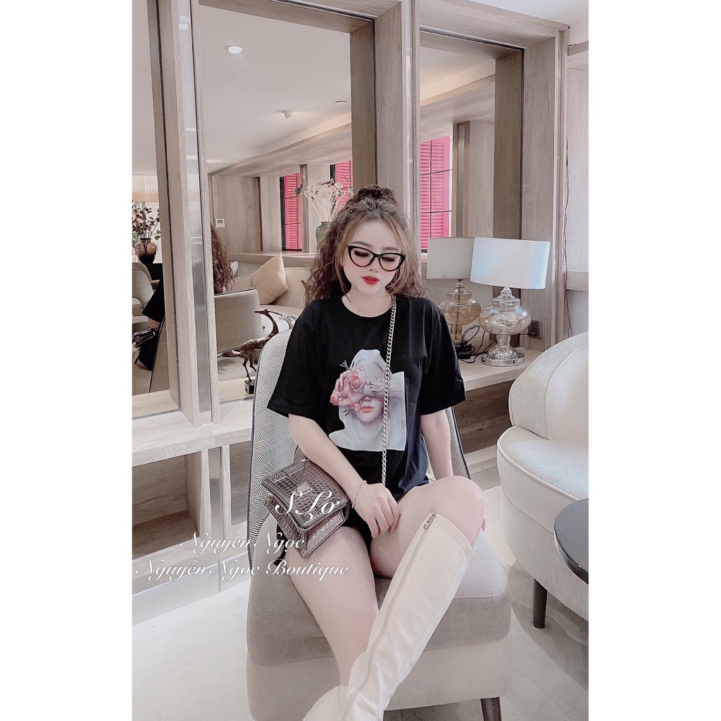 [Mua 2 sản phẩm giảm 10% tối đa 30k cho đơn hàng 99k ] Áo thun nữ tay lỡ phông Cotton form rộng in h