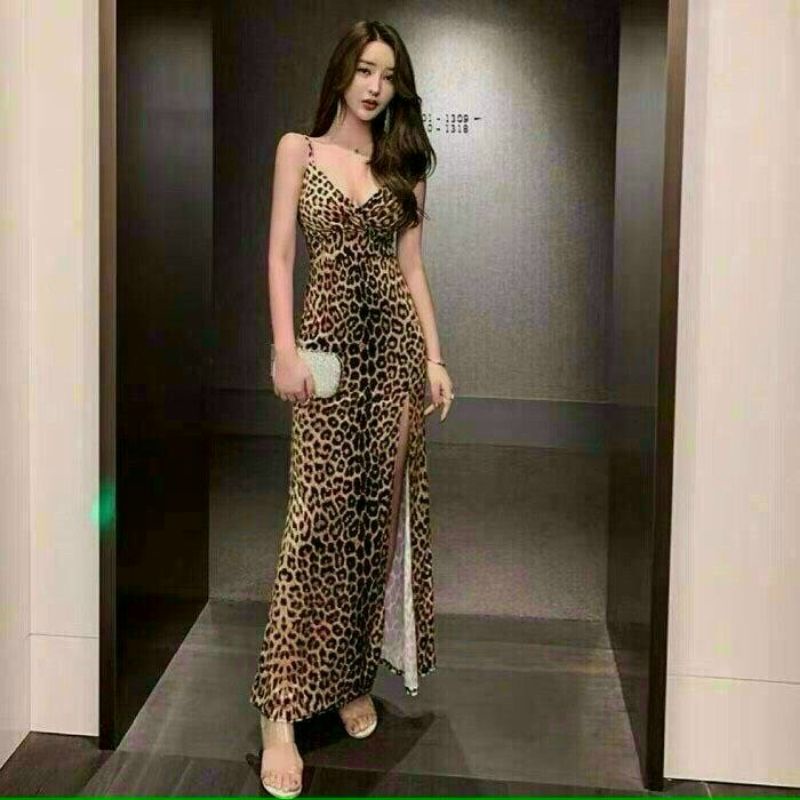 Đầm Maxi Nữ Đi Biển Đi Tiệc ,Đầm Beo 2 Dây Thiết Kế ,Dáng Dài ,Cổ Chữ V ,Xẻ Tà 1 Bên ,Vải Thun Nhật ,Size M L