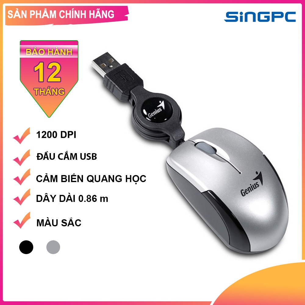 Chuột dây rút Genius Micro Traveler - Hàng Chính Hãng