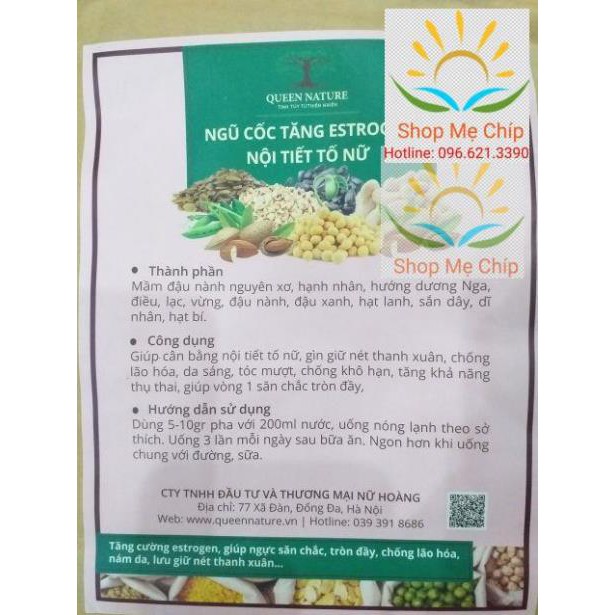 BỘT NGŨ CỐC QUEEN NATURE - Ngũ Cốc 30 Hạt Queen Nature Organic - Mua 1 Bịch Tặng 2 Khăn Yếm Cho Bé