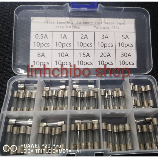 Hộp 100 cầu chì 5x20 các loại