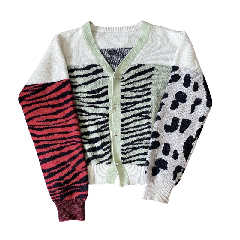Áo cadigan hoạ tiết sọc beo 2hand