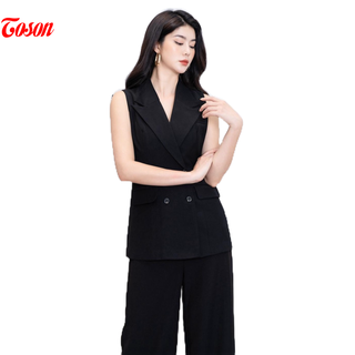 Bộ đồ Vest đen sát nách và quần culottes: Trượt hàn Toson B8209B52