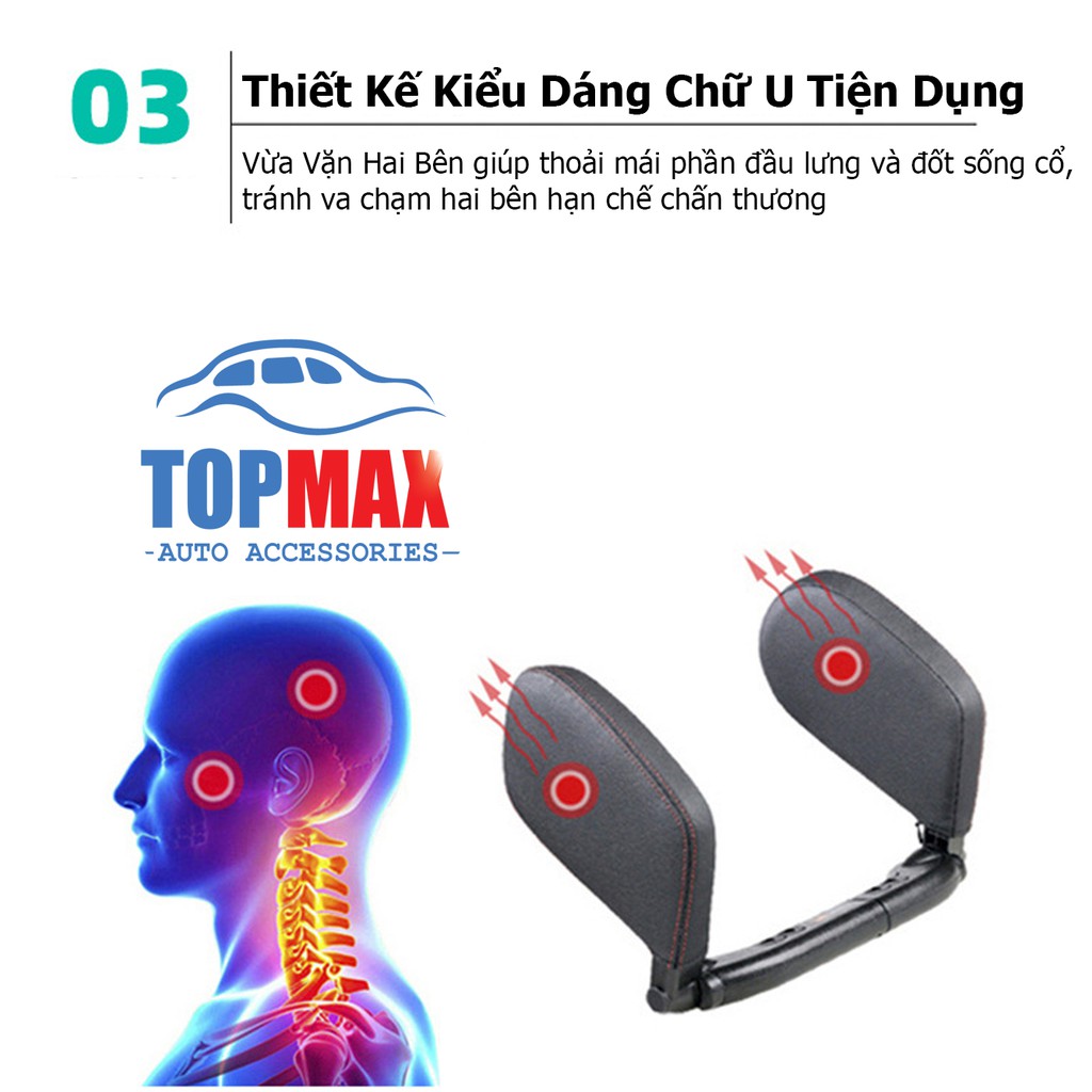 Gối Tựa Đầu Ô Tô - Gối Tựa 2 Bên Khi Ngủ Gật - Da PVC Cao Cấp