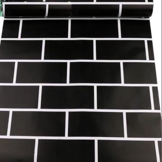 DECAL 1M Giấy dán tường ( khổ 45cm ) - gạch đen viền trắng GRR263