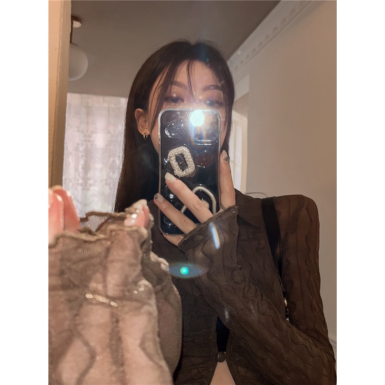 Porozi  Áo croptop  tay dài màu sắc đơn giản thời trang dành cho nữ