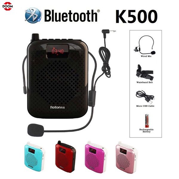 K500 Microphone Bluetooth Loa Xách Tay Tự Động Ghép Nối Bằng Giọng Nói Khuếch Đại Loa Loa USB Sạc Cho Giảng Dạy 【Doom】