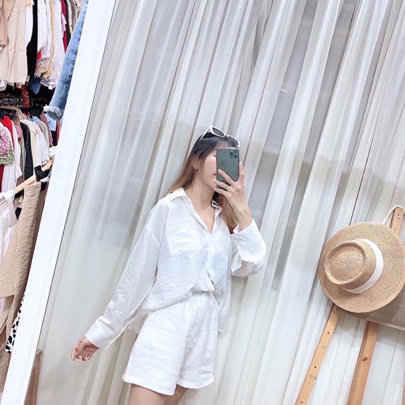 Set áo sơ mi nữ quần đùi đi biển mùa hè - Set đi biển nữ đẹp - mát - Vitalita.Cloth