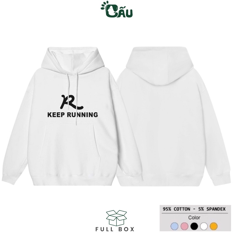 Áo khoác hoodie Gấu194 vải nỉ co dãn, dày dặn mềm mịn form rộng - Keep Running