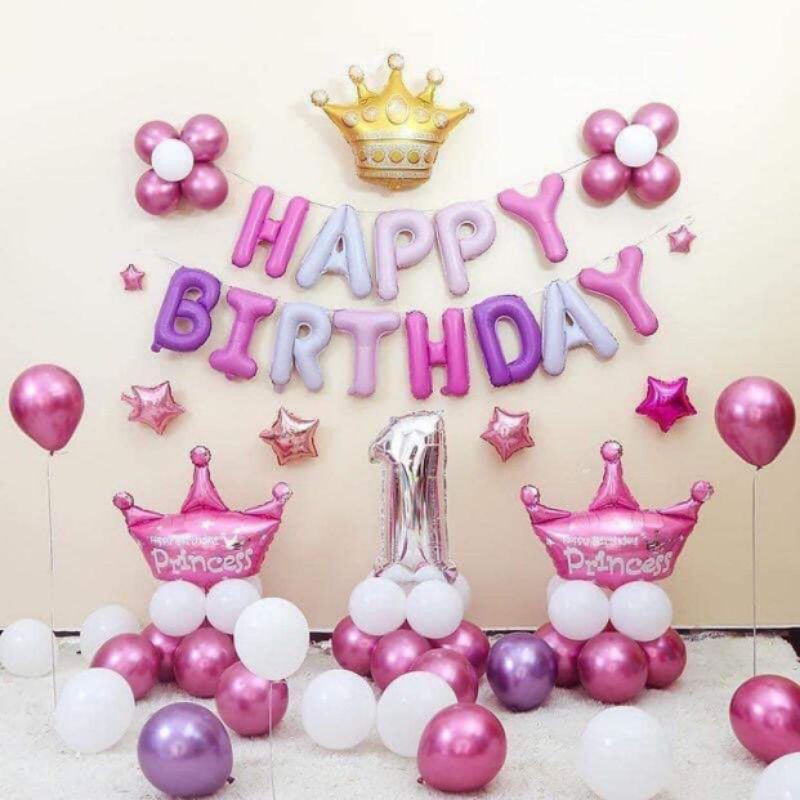 Set bóng trang trí đầy tháng cho bé