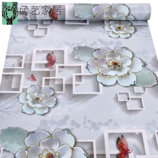 10M giấy dán tường hoa sen đá keo sẵn khổ 45 cm