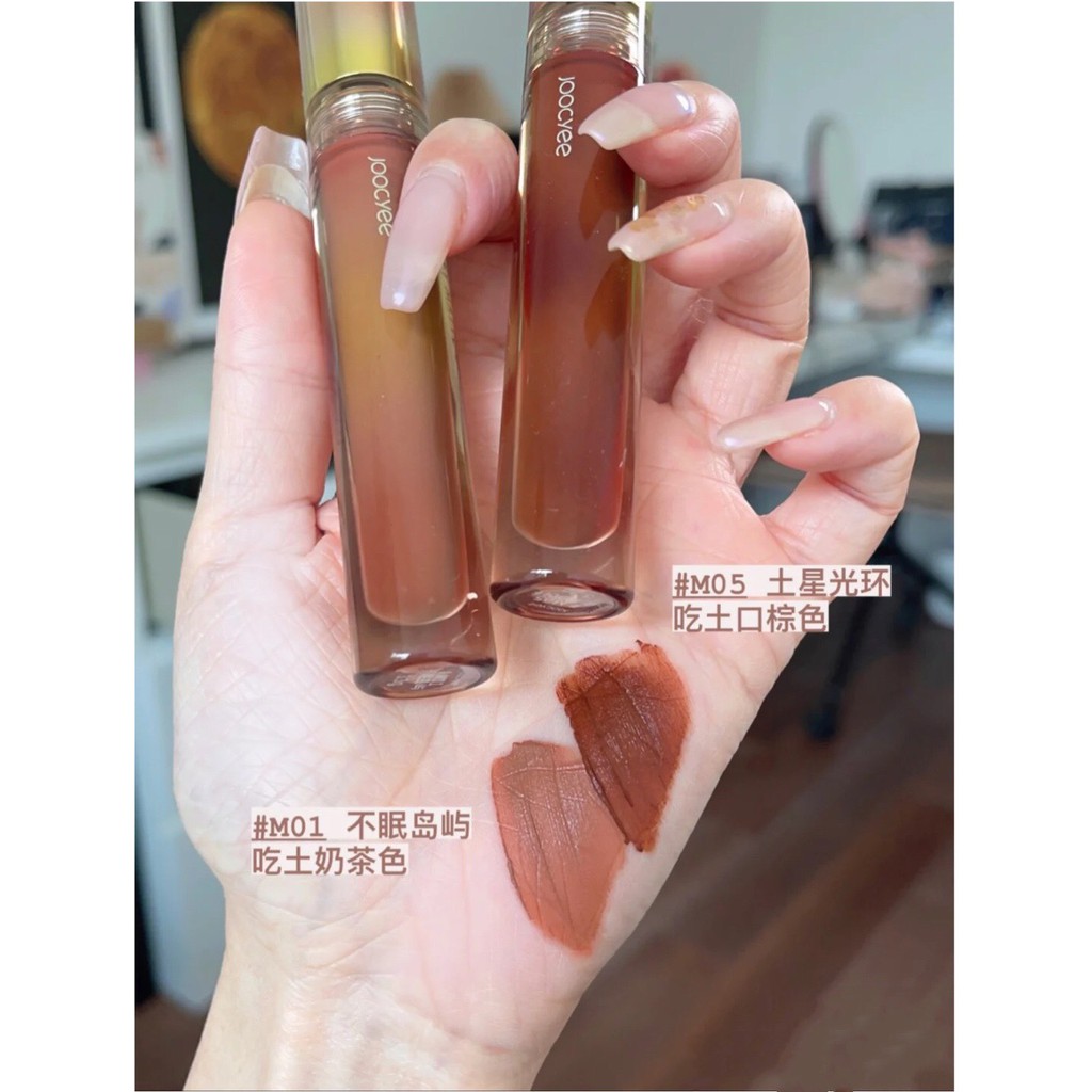 Son kem bóng JOOCYEE căng mọng mềm môi Lelecha Glazed Lipgloss son kem lì Amber Matte Joocyee Silky Silk Matte Lipgloss