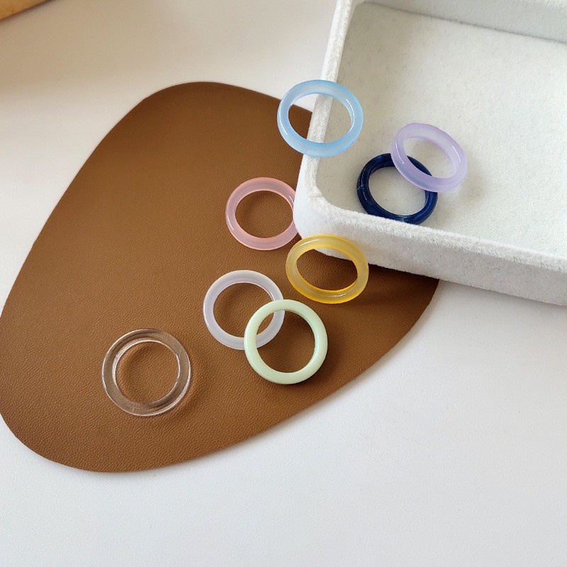 Nhẫn Nhựa Resin Màu Sắc Ngọt Ngào Đáng Yêu Phong Cách Hàn Quốc