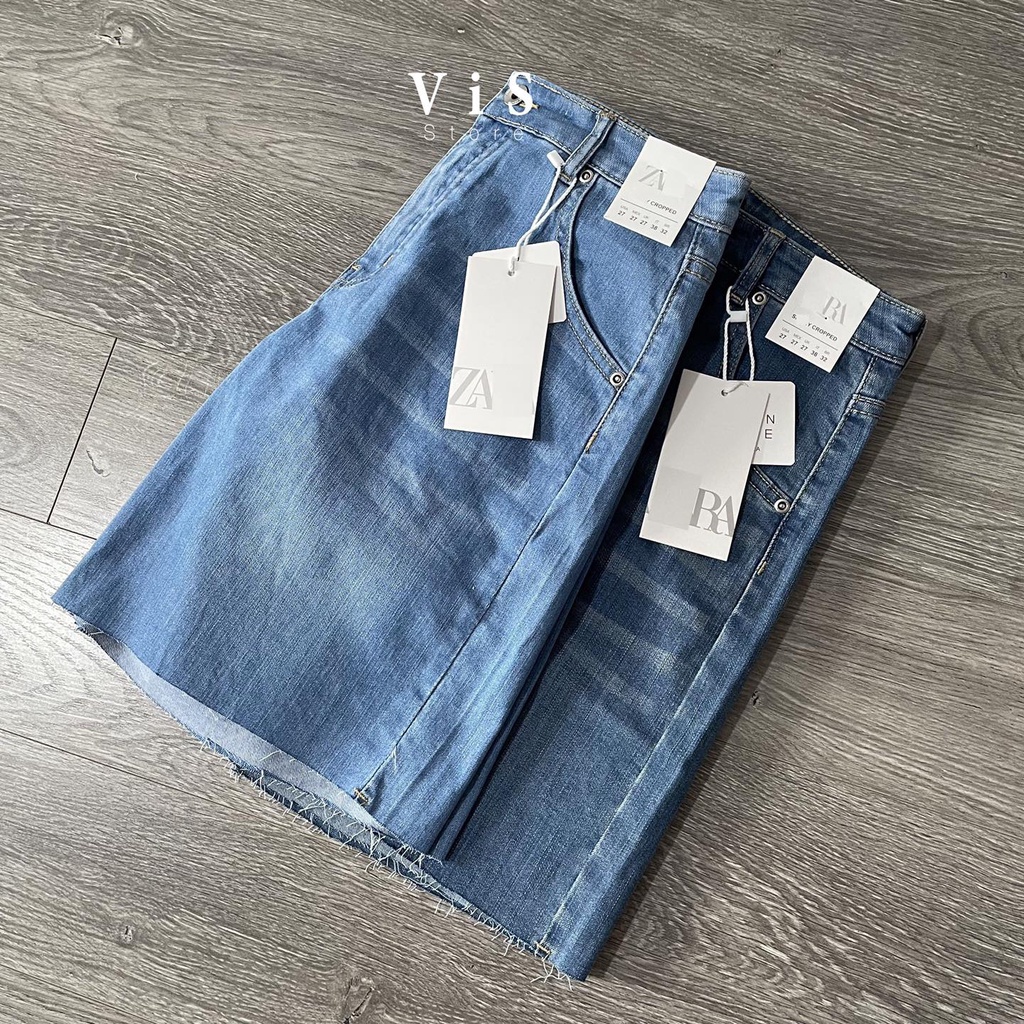 Quần short jean ngố nữ ống rộng