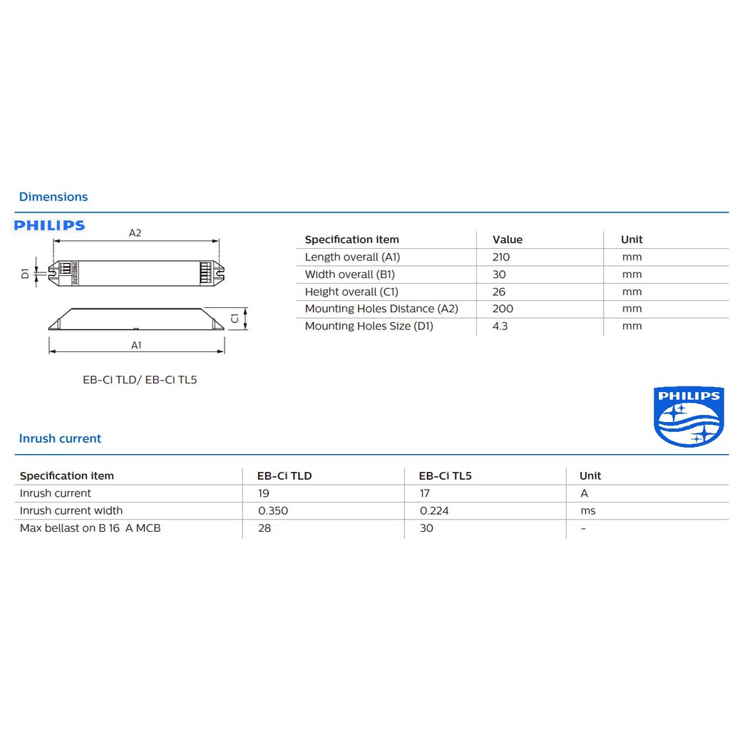 Tăng phô điện tử EBC-I 1-2 36W/1-4 18W PHILIPS