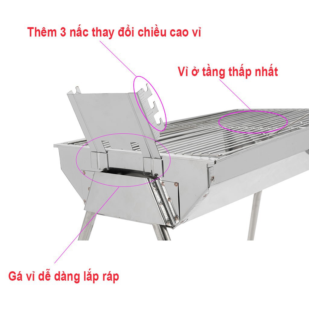 Bếp Nướng Than Hoa Nâng Hạ Vỉ 3 Chế độ Chất Liệu Inox 430 Không Han gỉ Hàng loại 1 được phấn phối bởi ducstore