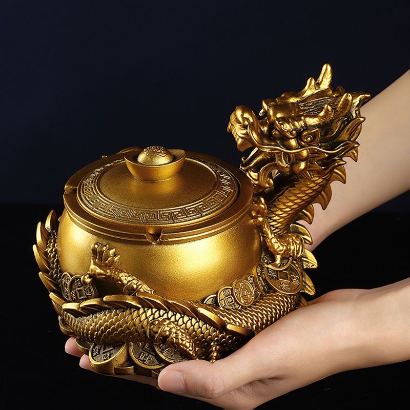 Gạt Tàn Thuốc Hình Rồng Bằng Nhựa Resin Sáng Tạo Kích Thước Lớn Phong Cách Mới 2021