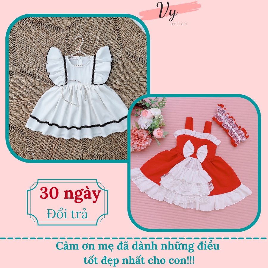 Váy Đầy Tháng Cho Bé Gái VY DESIGN. Váy Công Chúa Lolita Đỏ Có Size Bé Gái Sơ Sinh 0 12 Tháng, Kèm Băng Đô. Đầm Em Bé
