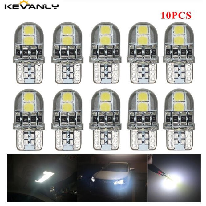 Bộ 10 bóng đèn Led Canbus T10 W5W 3030 4 Smd 194 168 cho xe ô tô