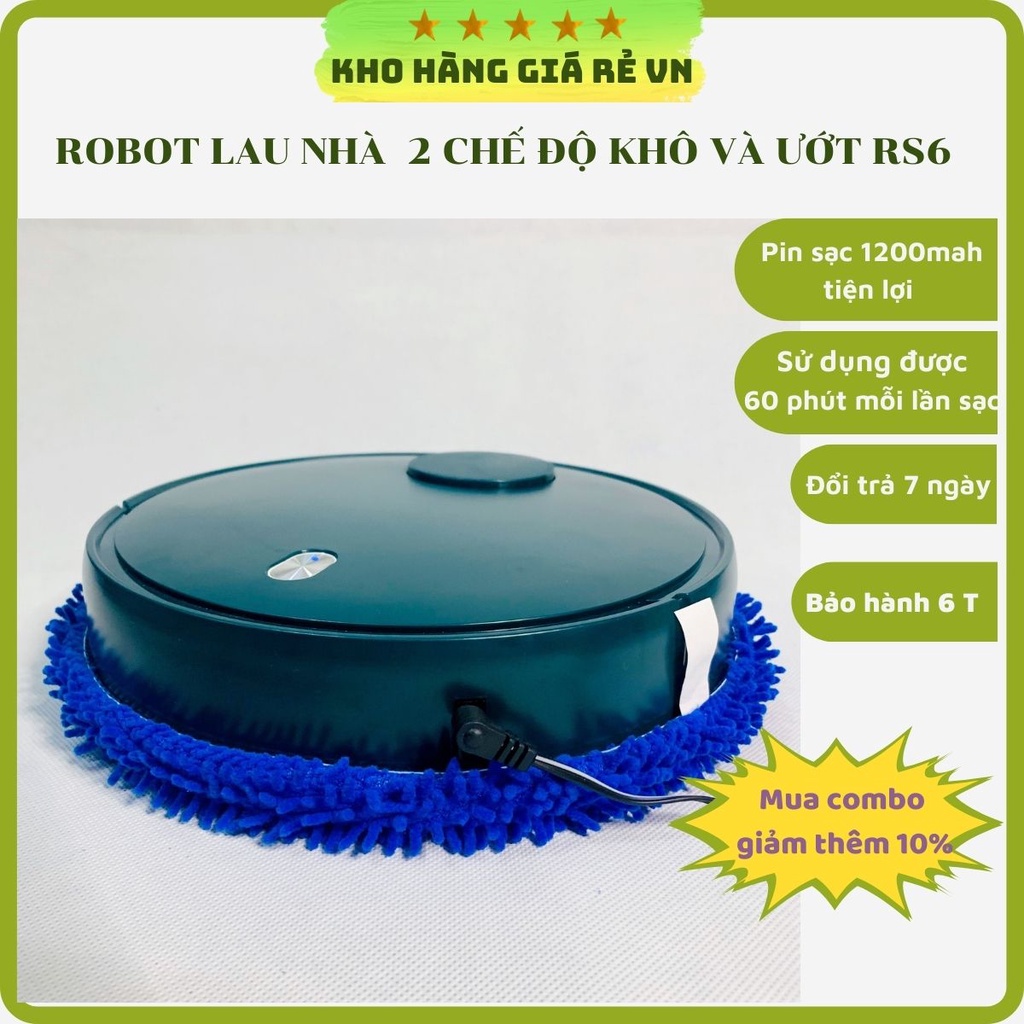 Robot lau nhà có đèn UV khử khuẩn nền nhà sử dụng pin sạc qua cổng USB an toàn tiện lợi - hàng nội địa Trung có bảo hành