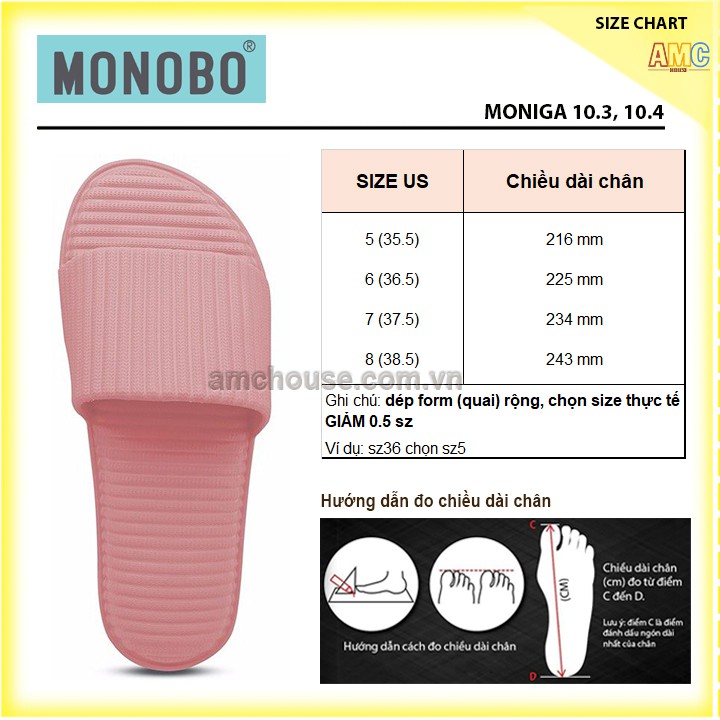 Dép nhựa đúc cao cấp hiệu MONOBO siêu nhẹ, không thấm nước - MON103
