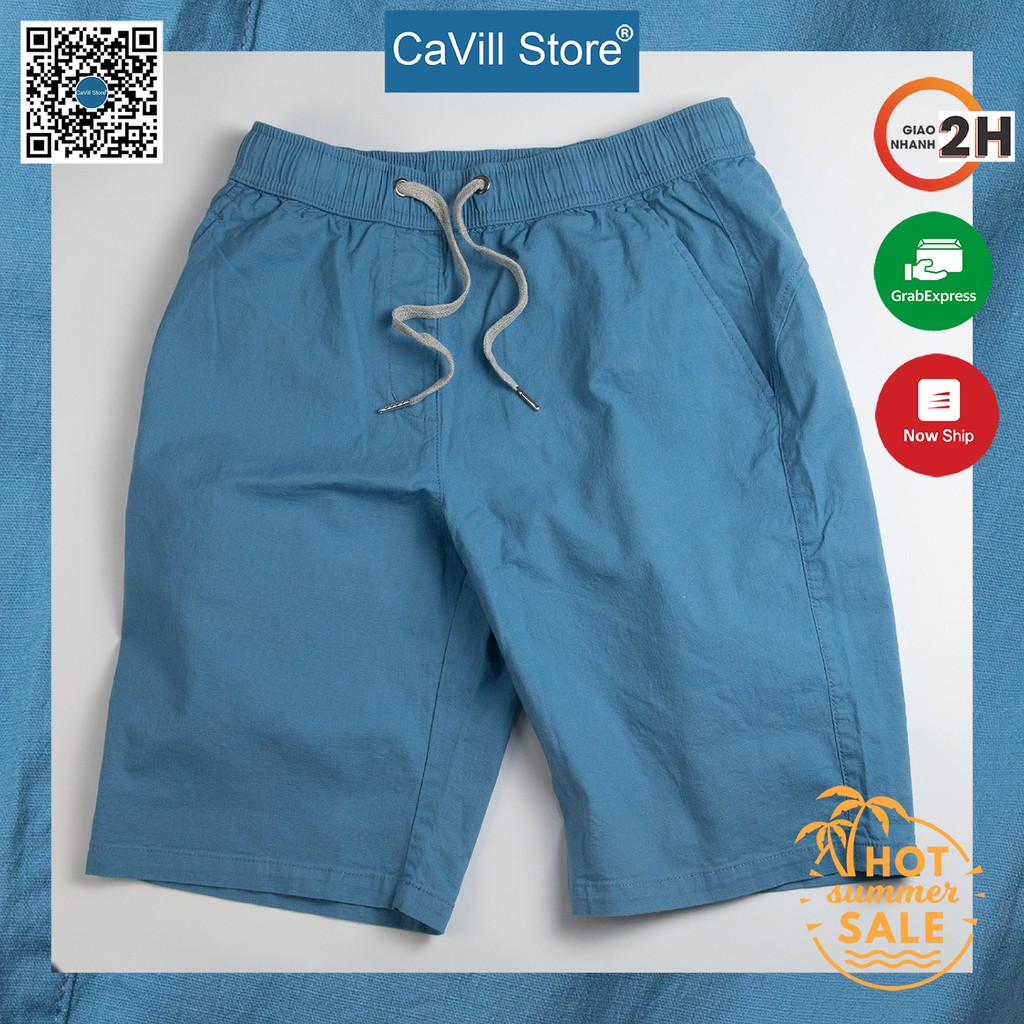 Quần short vải đũi nam, quần sooc nam XANH CHÀM - QDCV 08 XCH - CAVILL Store
