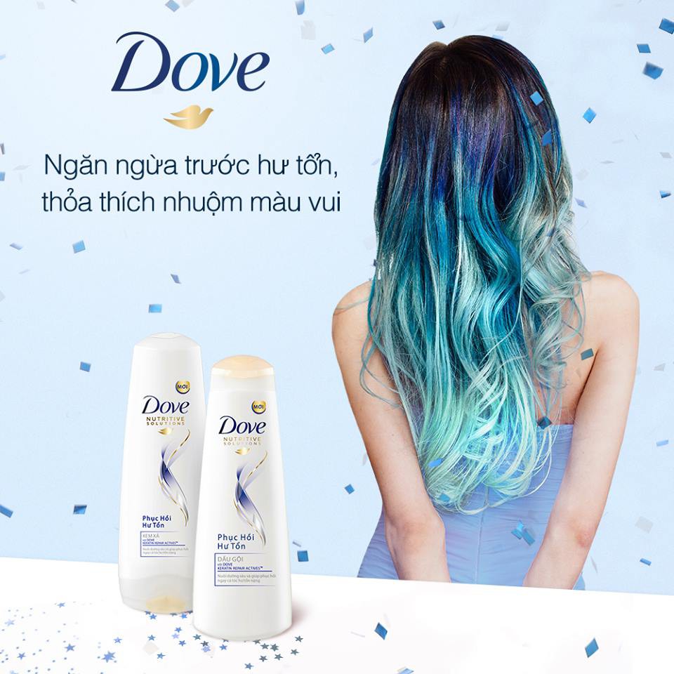 Bộ sản phẩm Dove Phục Hồi Hư Tổn dầu gội 340g + kem xả 335g