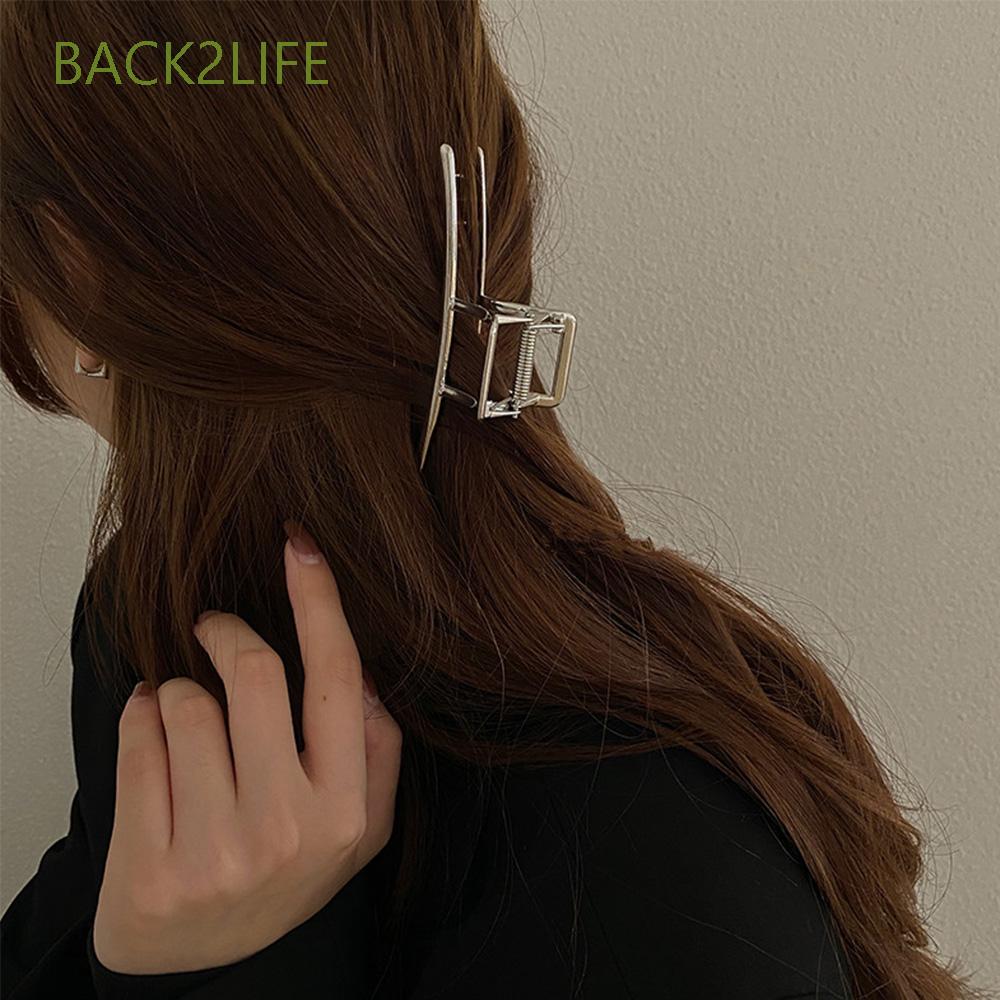 BACK2LIFE Women Hair Clips Fashion Hair Accessories Metal Hair Claw Glossy Large Size Matte Korea Vintage Simple Crab Clips