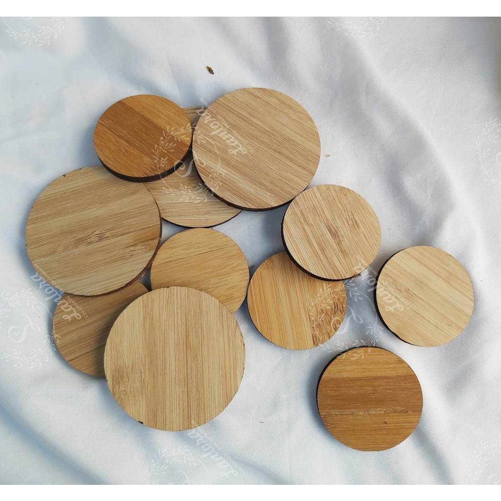 Set nhiều lát gỗ tre dày 5mm dùng làm đồ thủ công