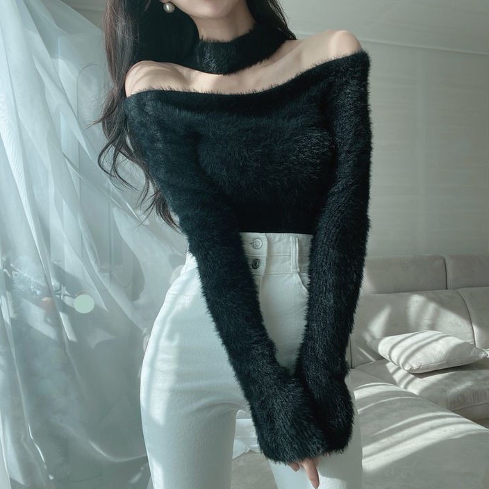 Áo kiểu COZOKC tay dài trễ vai dáng suông trẻ trung quyến rũ dành cho nữ