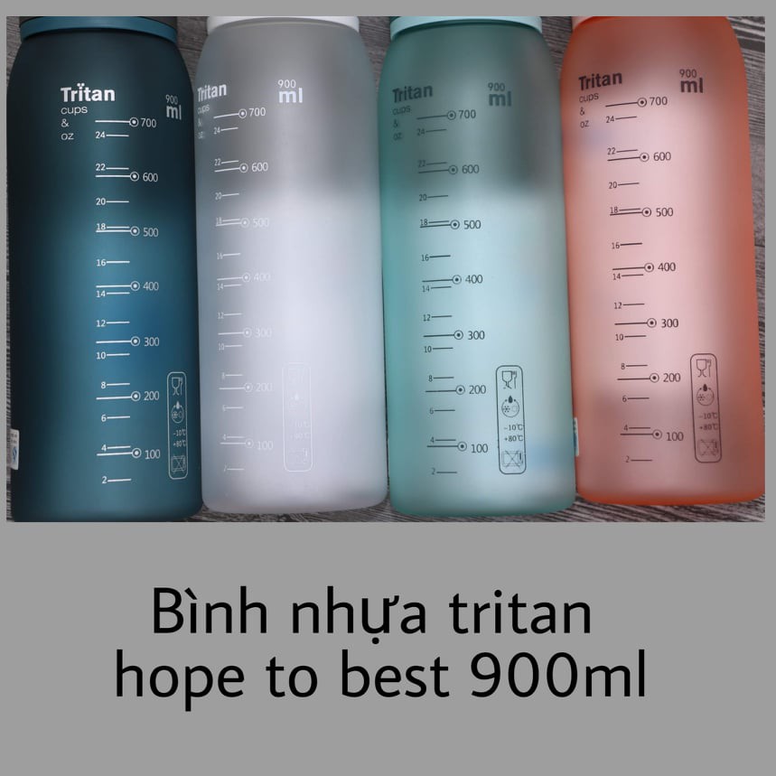 Bình Nước❤️FREESHIP❤️Thể Thao Nhựa Tritan 900ml Tập Gym Hope To Best