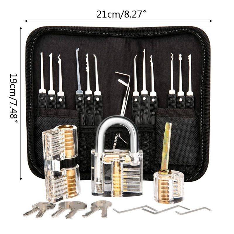 KING 26Pcs Key Extractor Remove Tools Transparent Practice Padlock Combination Hand Pick Removing Hook Lock Kit