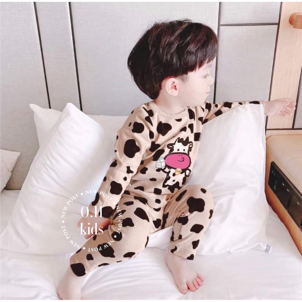 Bộ đồ Bò sữa dài tay cho bé trai và gái cực hót 8-18kg chất cotton co giãn 4 chiều