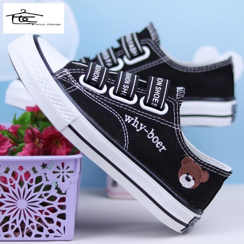 Giày Thể Thao Canvas Co Giãn In Hình Gấu Phong Cách Hàn Quốc Thời Trang Mùa Hè Mới Dành Cho Nữ 2022