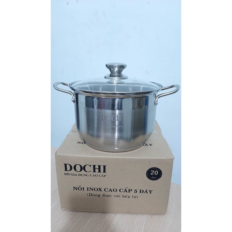 [Giảm Giá Sốc] Nồi Inox 5 Đáy Thân Cao DOCHI LUXURY SIZE 20cmx13cm - giadung2020 - 2021