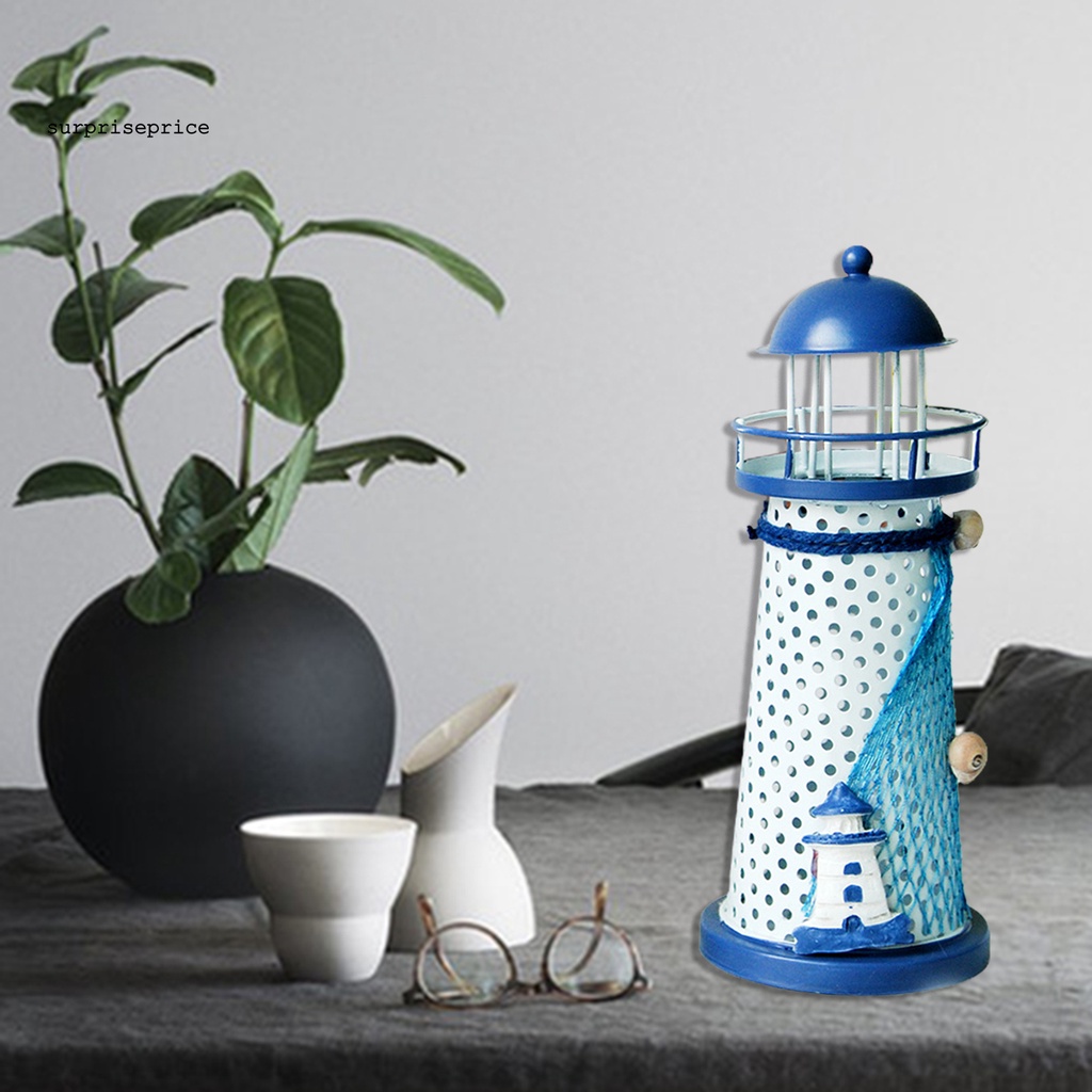 Mô Hình Ngọn Hải Đăng Bằng Sắt Có Đèn LED Độc Đáo Trang Trí Sân Vườn