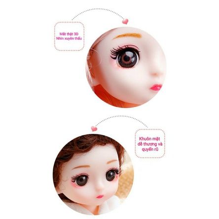 Búp Bê Barbie BJD 17cm Đáng Yêu B17A - 13 khớp cử động (dùng làm quà tặng sinh nhật cho bé gái)